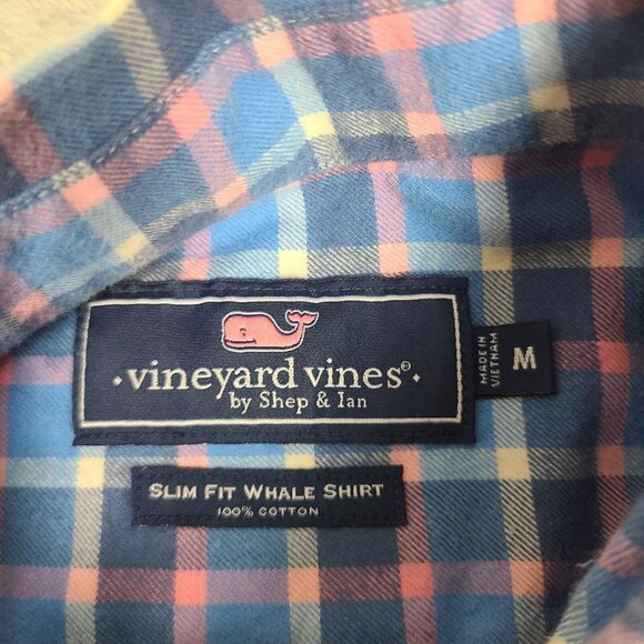 Vineyard Vines Whale Shirt Plaid Long‎ Sleeve Button Down Slim Fit Mens Sz M - Picture 3 of 6